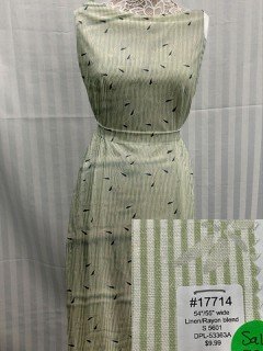 17714 Linen-Rayon blend Green Stripe