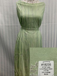 18235 Linen-Rayon Blend Green Floral