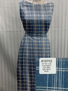 18702 Linen Rayon Blue Plaid