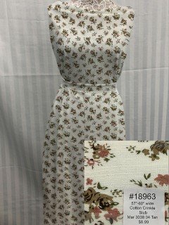 18963 Cotton Crinkle Slub Tan Floral