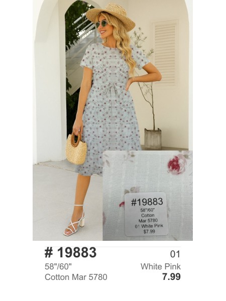19883 Cotton Mar 5780 White Pink