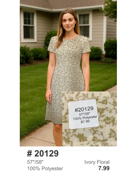 20129 100% Polyester Ivory Floral