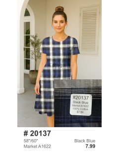 20137 100% Cotton Market Plaid Black Blue