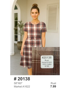 20138 100% Cotton Woven Plaid Rust