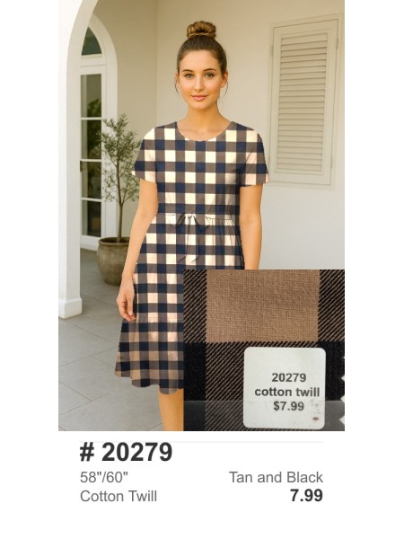 20279 Cotton Twill Tan and Black