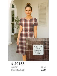 20138 100% Cotton Woven Plaid Rust