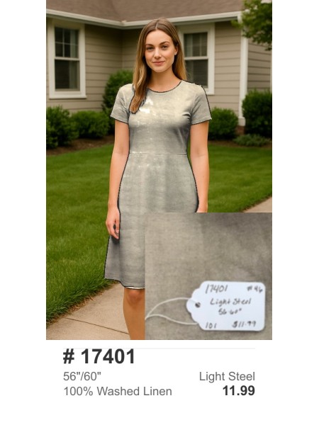 17401 100% Washed Linen Light Steel 17401 100% Washed Linen Light Steel