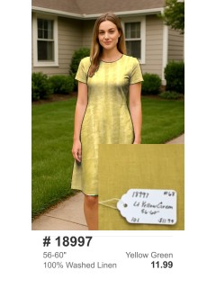 18997 100% Washed Linen Yellow Green