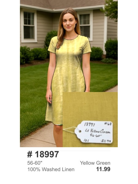 18997 100% Washed Linen Yellow Green