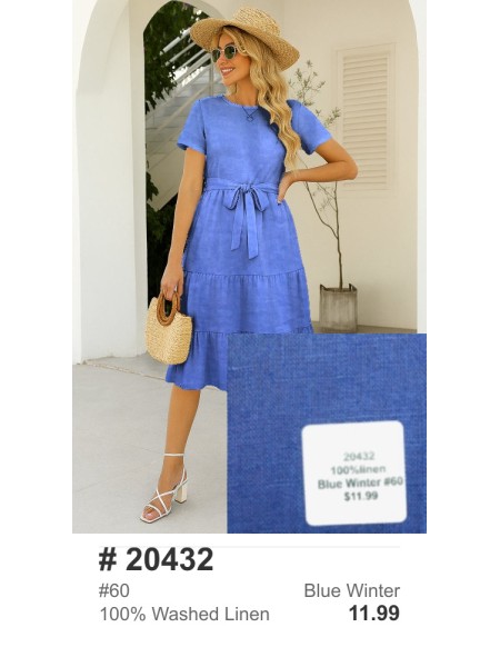 20432 100% Washed Linen Blue Winter