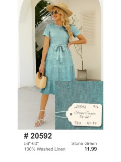20592 100% Washed Linen Stone Green