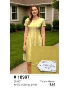 18997 100% Washed Linen Yellow Green