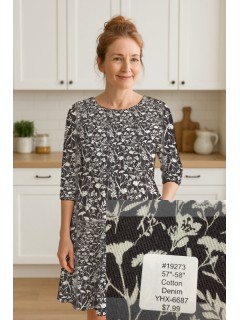 19273 Cotton Denim Black and White