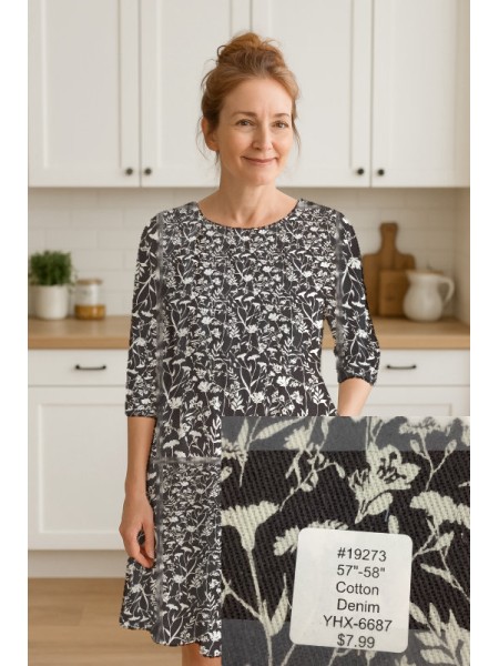 19273 Cotton Denim Black and White