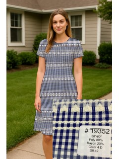 19352 Poly Rayon Gingham Navy Blue