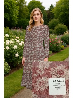 19440 Linen/Cotton Blend Burgundy/Tan