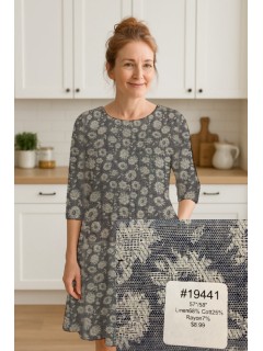 19441 Linen/Cotton Rayon Gray Floral