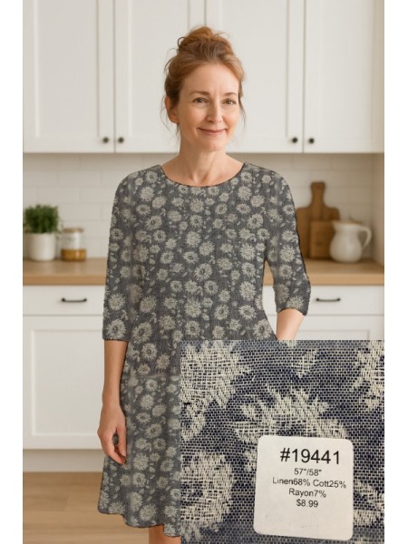19441 Linen/Cotton Rayon Gray Floral