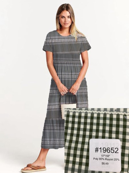 19652 Poly Rayon Gingham Black and White
