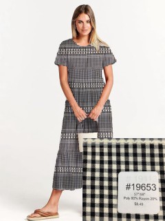 19653 Poly Rayon Gingham Black and White