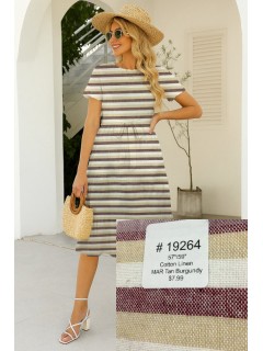 19264 Cotton Linen Tan Burgundy