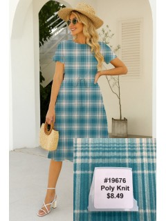 19676 Poly Knit Blue Plaid