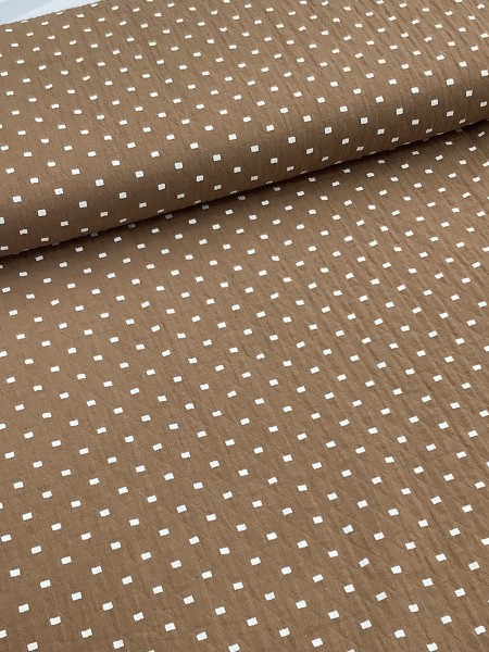 20127 100% Cotton Diamond Caramel Square Dot