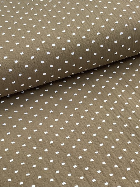 20133 100% Cotton Diamond Olive Square Dot