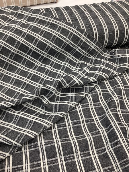 20376 Cotton Linen Poly Charcoal Windowpane Check