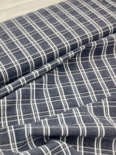 20379 Cotton Linen Poly Navy Windowpane Check 20379 Cotton Linen Poly Navy Windowpane Check