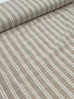 20381 Cotton Linen Poly Tan Windowpane Check 20381 Cotton Linen Poly Tan Windowpane Check