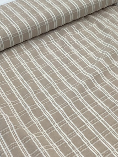 20381 Cotton Linen Poly Tan Windowpane Check