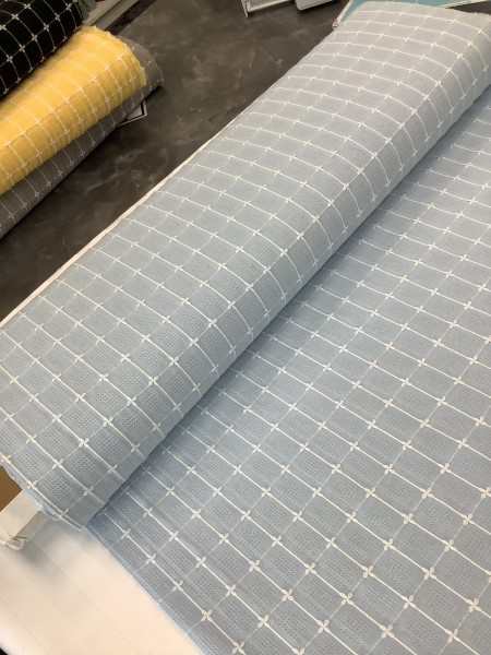 20716 Cotton Poly Blend Light Blue Embroidered Grid