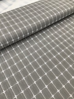 20717 Cotton Poly Blend Gray Embroidered Grid 20717 Cotton Poly Blend Gray Embroidered Grid