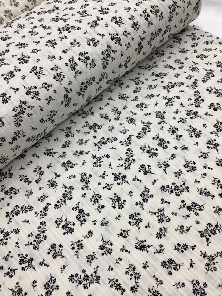 20788 Poly Cotton Black Ditsy Floral