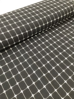 20793 Cotton Poly Blend Black Embroidered Grid 20793 Cotton Poly Blend Black Embroidered Grid