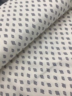 20835 Cotton Rayon Linen Navy Leaf Sprig 20835 Cotton Rayon Linen Navy Leaf Sprig