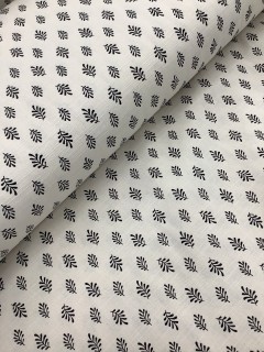 20839 Cotton Rayon Linen Black Leaf Sprig 20839 Cotton Rayon Linen Black Leaf Sprig