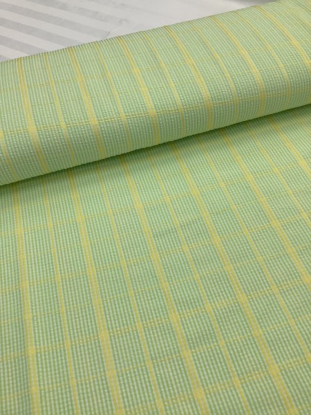 20847 Poly Cotton Green Yellow Seersucker Plaid