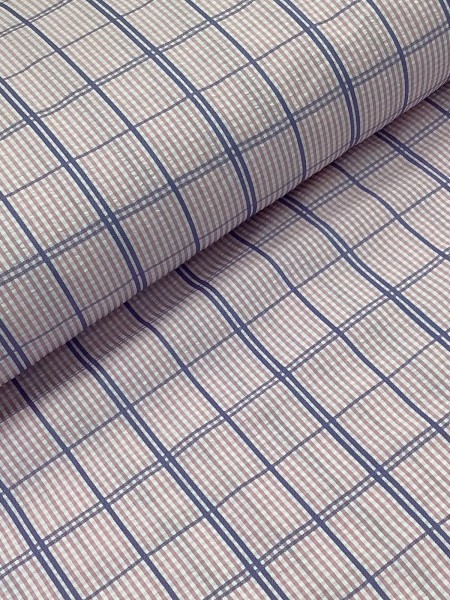 20848 Poly Cotton Pink Purple Seersucker Plaid