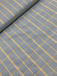 20849 Poly Cotton Blue Yellow Seersucker Plaid 20849 Poly Cotton Blue Yellow Seersucker Plaid