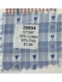 20854 50% Cotton 50% Poly Light Blue Heart Gingham
