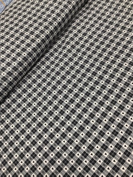 20857 50% Cotton 50% Poly Black Heart Gingham