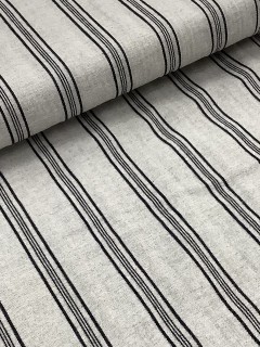 20877 Cotton Linen Natural Black Ticking Stripe 20877 Cotton Linen Natural Black Ticking Stripe
