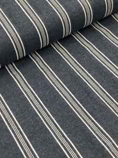 20879 Cotton Linen Navy White Ticking Stripe 20879 Cotton Linen Navy White Ticking Stripe