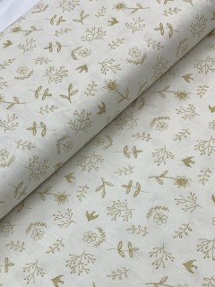 20882 100% Cotton Gold Botanical Line Print 20882 100% Cotton Gold Botanical Line Print