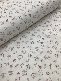 20883 100% Cotton Mauve Botanical Line Print 20883 100% Cotton Mauve Botanical Line Print