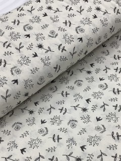 20884 100% Cotton Black Botanical Line Print 20884 100% Cotton Black Botanical Line Print