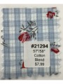 21294 Cotton Blend Blue Rosebud Gingham
