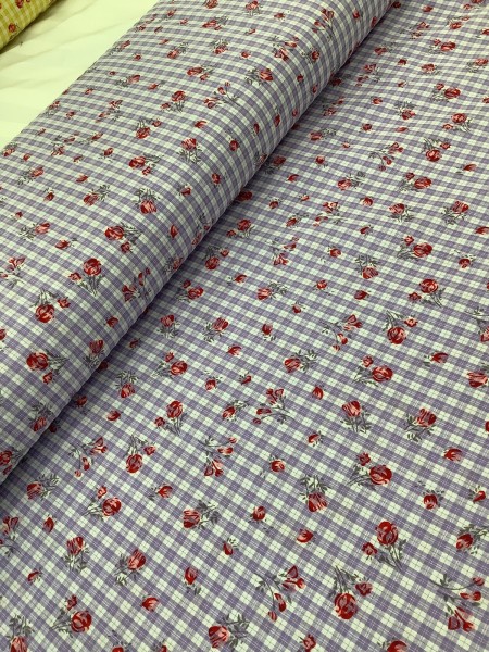 21296 Cotton Blend Lavender Rosebud Gingham